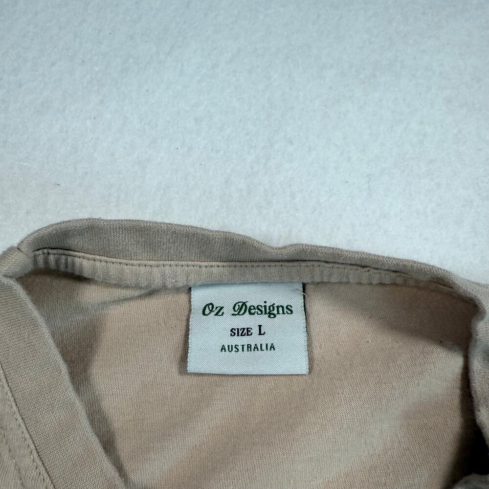 Australia Downunder beige embroidered graphic t-shirt kangaroo shirt size large - Picture 4 of 8